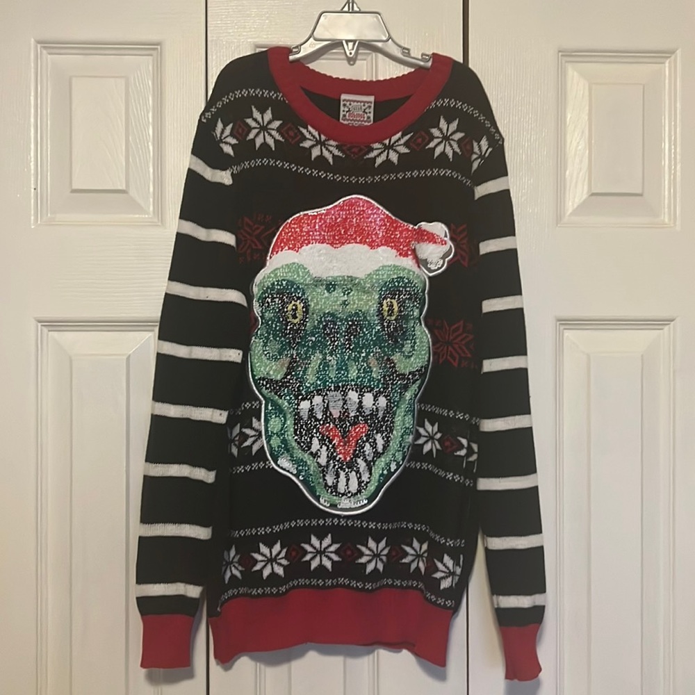 Boys Dinosaur Santa Ugly Christmas Sweater